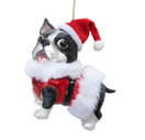 December Diamonds Glass & Resin Ornament - Boston Terrier Santa Outfit 4"