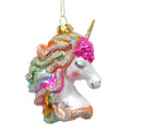 December Diamonds Glass & Resin Ornament - Rainbow Unicorn Head 4½"