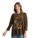 Jess & Jane Women's Coloring Mineral Washed Patch Pocket Cotton Tunic - 1X, Sequoia Brown