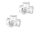 CIRCOPACK UTILITY Grade 2 Inch 4-Way PVC Fitting Connectors For Use With Schedule 40, 2 Inch PVC Pipes (2 Pieces)