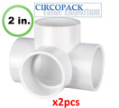 CIRCOPACK UTILITY Grade 2 Inch 4-Way PVC Fitting Connectors For Use With Schedule 40, 2 Inch PVC Pipes (2 Pieces)