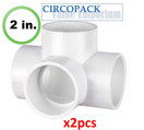 CIRCOPACK UTILITY Grade 2 Inch 4-Way PVC Fitting Connectors For Use With Schedule 40, 2 Inch PVC Pipes | 2 Pieces