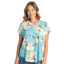 Jess & Jane Pop Art Dolman Cap Sleeve Top 60-1512 (2X, Bora Bora)