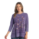ess & Jane Floral Print Layered Tunic Top - Large, Campo Purple