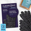 Cleanlogic Detoxify Charcoal Infused Exfoliating Glove, Stretchy Bath & Shower Gloves, Reusable Exfoliator Tool for Smooth & Softer Skin, 3 Pairs, 6 Count Value Pack