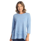 Jess & Jane Floral Print Layered Tunic Top - 1X, Cornflower Blue