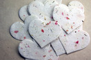 Large Pink Heart Shape Seed and Petal Embedded Handmade Paper Tags #24s