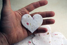 Large Pink Heart Shape Seed and Petal Embedded Handmade Paper Tags #24s