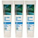 Desert Essence Tea Tree Oil & Mint Toothpaste, Peppermint, 6.25 oz (Pack of 3) Fluoride Free, Gluten Free, Vegan, Non-GMO - with Baking Soda for Deep Cleaning & Healthy Teeth & Gums, Fresh Breath