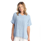 Jess & Jane Mineral Washed Gauze Top - M92 (, Solid Cornflower Blue)