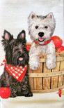 Mary Lake Thompson Apple Basket Scottish Westie Terrier Dogs - Dish Towel