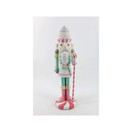 December Diamonds 22-inch Pink and Blue Nutcracker with Staff - Cute and Vibrant Christmas Figure for Home Decoration