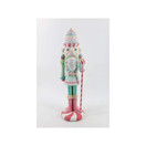December Diamonds 22-inch Pink and Blue Nutcracker with Staff - Cute & Vibrant Christmas Figure for Home Decoration