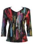 Jess & Jane Women's Cascade Cotton Tee Shirt Top - 1X, Black