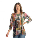 Jess & Jane Women's Sonata Tunic Top with Chiffon Hem, Doodles