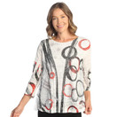 Jess & Jane Women's Windmill Boucle Mesh Tunic Top with Burn-Out Lining - 1X, Bubbles