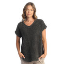 Jess & Jane Mineral Washed Gauze Short Sleeve Top - M104 - 1X, Black