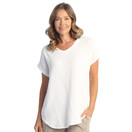 Jess & Jane Mineral Washed Gauze Short Sleeve Top - M104 - 2X, White