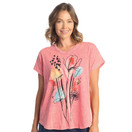 Jess & Jane V Neckline Short Sleeve Top M91 (3X, Camelia Coral)