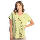 Jess & Jane V Neckline Short Sleeve Top M91 (Small, Together Cactus)
