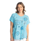 Jess & Jane V Neckline Short Sleeve Top M91 (Medium, Tori Emerald Blue)