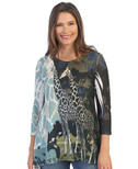 Jess & Jane Women's Sonata Tunic Top with Chiffon Hem - 2X, Kenya