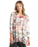 Jess & Jane Women's Sonata Tunic Top with Chiffon Hem - 1X, Villa