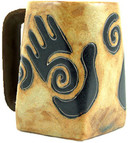 One (1) MARA STONEWARE COLLECTION - 12 Ounce Coffee Cup Collectible Square Bottom Mug - Healing Hands Design