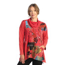 Jess & Jane Abstract Print Mineral Washed Jersey Knit Tunic M74 (Briana Scarlet)