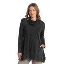 Jess & Jane Abstract Print Mineral Washed Jersey Knit Tunic - M74 (Solid Black)