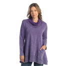 Jess & Jane Abstract Print Mineral Washed Jersey Knit Tunic - M74 (Solid Purple)