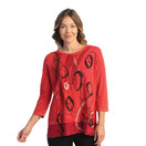Jess & Jane Women's Playtime Mineral Washed Cotton Georgette Contrast Tunic Top Large, Aurora Red