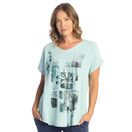 Jess & Jane Mineral Washed Gauze Short Sleeve Top M104 (Large, Lily Mint)