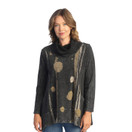 Jess & Jane Abstract Print Mineral Washed Jersey Knit Tunic M74 (Moonlight Black)