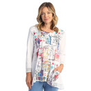 Jess & Jane Women's Mineral Washed Cotton Tunic with Mesh Contrast M69 (Bon Voyage White)