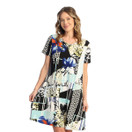 Jess & Jane Soft Drape Knit Short Sleeve Dress Y19 (X-Large, Iris)