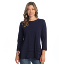 Jess & Jane Floral Print Layered Tunic Top - 3X, Jet Denim