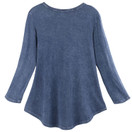 Jess & Jane Women's Watercolor Daisy Print Tunic Top - 3/4 Sleeves Shirt, Blue - Large, Navy Blue