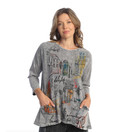 Jess & Jane Women's Coloring Mineral Washed Patch Pocket Cotton Tunic - Medium, Cityscape Midnight