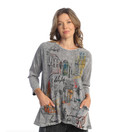 Jess & Jane Women's Coloring Mineral Washed Patch Pocket Cotton Tunic (Cityscape Midnight)
