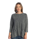 Jess & Jane Women's Coloring Mineral Washed Patch Pocket Cotton Tunic - 1X, Solid Charcoal