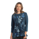 Jess & Jane Floral Print Layered Tunic Top - Small, Verde Sapphire Blue