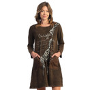 Jess & Jane Mineral Washed Dress w/Patch Pockets M86 (Large, Giraffe Song Chocolate)