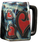 One (1) MARA STONEWARE COLLECTION - 12 Ounce Coffee Cup Collectible Square Bottom Mug - Hearts Valentine Design