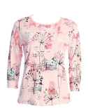 Jess & Jane Selena Abstract Print Womens Cotton Top - Large, Pink