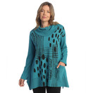 Jess & Jane Abstract Print Mineral Washed Jersey Knit Tunic - M74 (Mix Match Jet Teal)