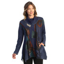 Jess & Jane Abstract Print Mineral Washed Jersey Knit Tunic - M74 (Spotty Denim)