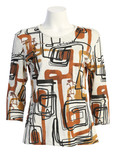 Jess & Jane Women's Via Roma Cotton Tee Shirt Top - Medium, Multicolor