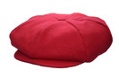 Emstate Mens Melton Wool 8 Panel Applejack Newsboy Baker Boy Cap Made in USA - One Size, Red
