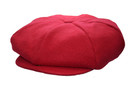 Emstate Mens Melton Wool 8 Panel Applejack Newsboy Baker Boy Cap Made in USA, One Size, Red